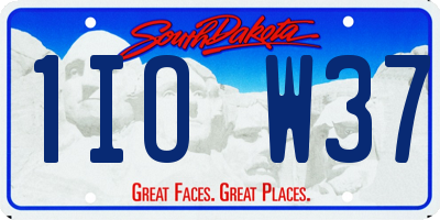 SD license plate 1IOW37