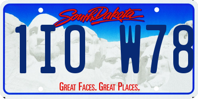 SD license plate 1IOW78