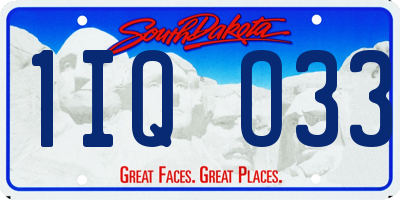 SD license plate 1IQO33