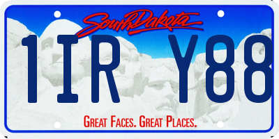 SD license plate 1IRY88