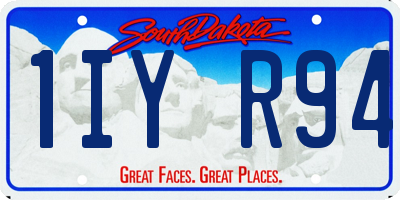 SD license plate 1IYR94