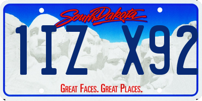 SD license plate 1IZX92