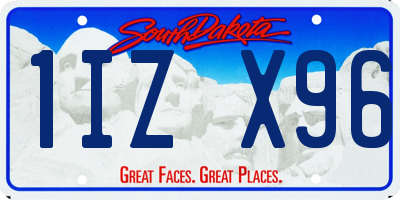 SD license plate 1IZX96