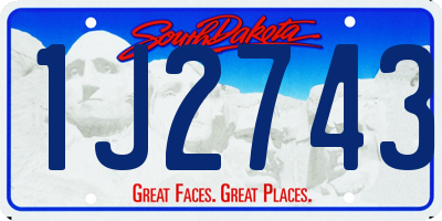 SD license plate 1J2743