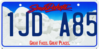 SD license plate 1JDA85