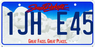 SD license plate 1JHE45