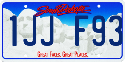 SD license plate 1JJF93