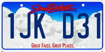 SD license plate 1JKD31