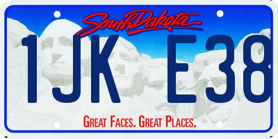SD license plate 1JKE38