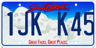SD license plate 1JKK45