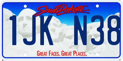 SD license plate 1JKN38