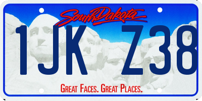SD license plate 1JKZ38