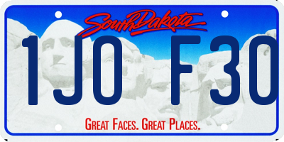 SD license plate 1JOF30