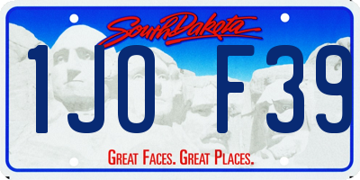 SD license plate 1JOF39