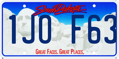 SD license plate 1JOF63