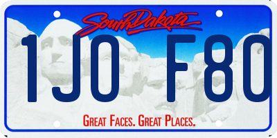 SD license plate 1JOF80