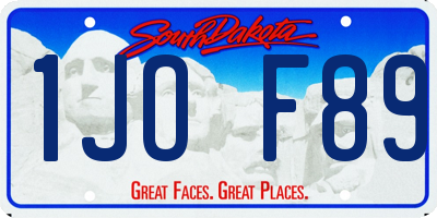 SD license plate 1JOF89