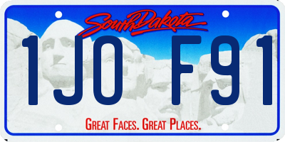 SD license plate 1JOF91