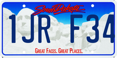 SD license plate 1JRF34