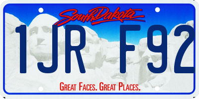 SD license plate 1JRF92