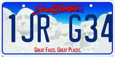 SD license plate 1JRG34