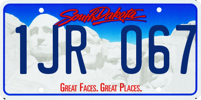 SD license plate 1JRO67