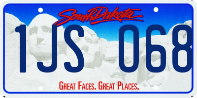 SD license plate 1JSO68