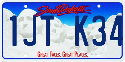 SD license plate 1JTK34