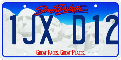 SD license plate 1JXD12