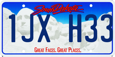 SD license plate 1JXH33