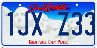 SD license plate 1JXZ33