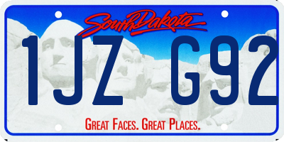 SD license plate 1JZG92