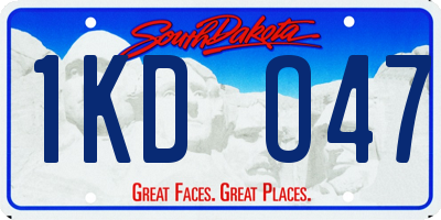 SD license plate 1KDO47