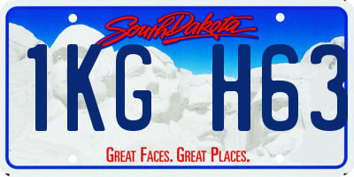 SD license plate 1KGH63