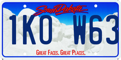 SD license plate 1KOW63