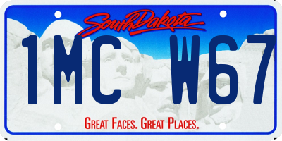 SD license plate 1MCW67