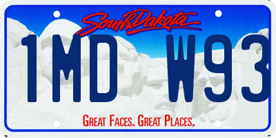 SD license plate 1MDW93
