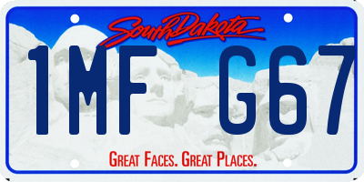 SD license plate 1MFG67