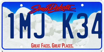 SD license plate 1MJK34