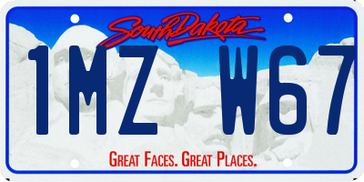 SD license plate 1MZW67