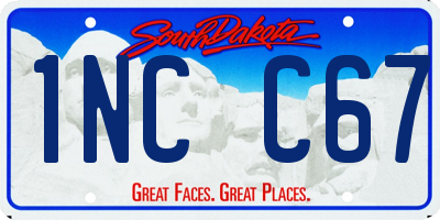 SD license plate 1NCC67