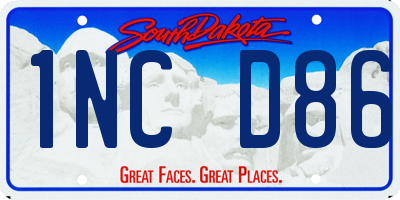 SD license plate 1NCD86