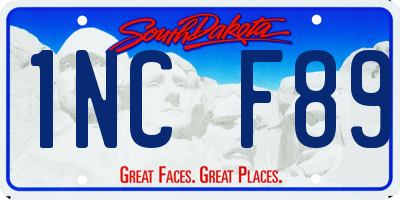 SD license plate 1NCF89