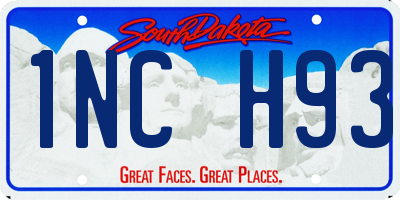 SD license plate 1NCH93