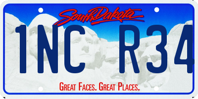 SD license plate 1NCR34