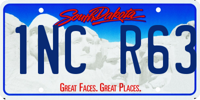 SD license plate 1NCR63