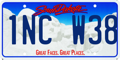 SD license plate 1NCW38