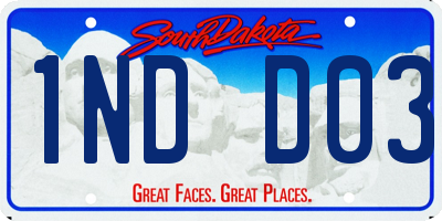 SD license plate 1NDD03
