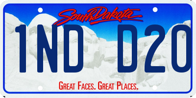 SD license plate 1NDD20