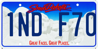 SD license plate 1NDF70
